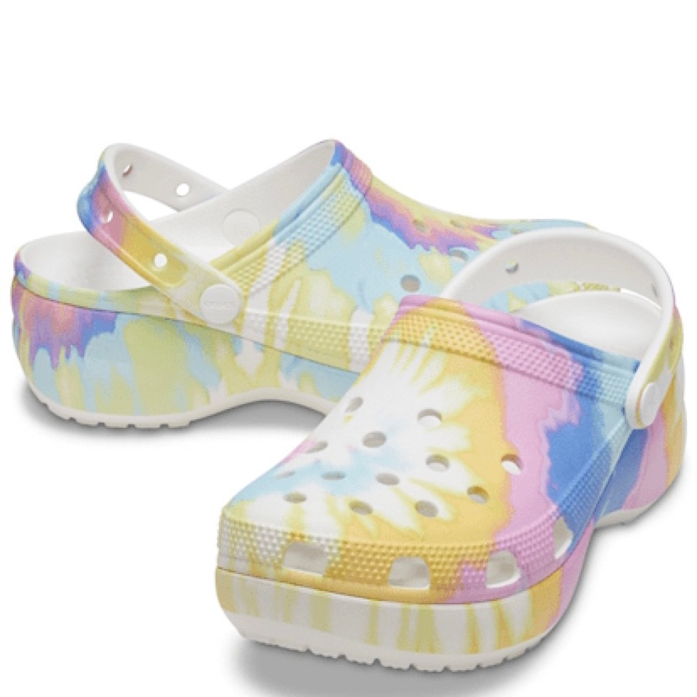 Crocs Women's Classic Platform Tie Dye Clogs Size 9| Platform Shoes for Women